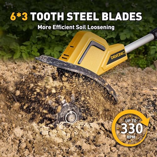 DEVONIC Cordless Electric Garden Tiller 21V 330RPM
